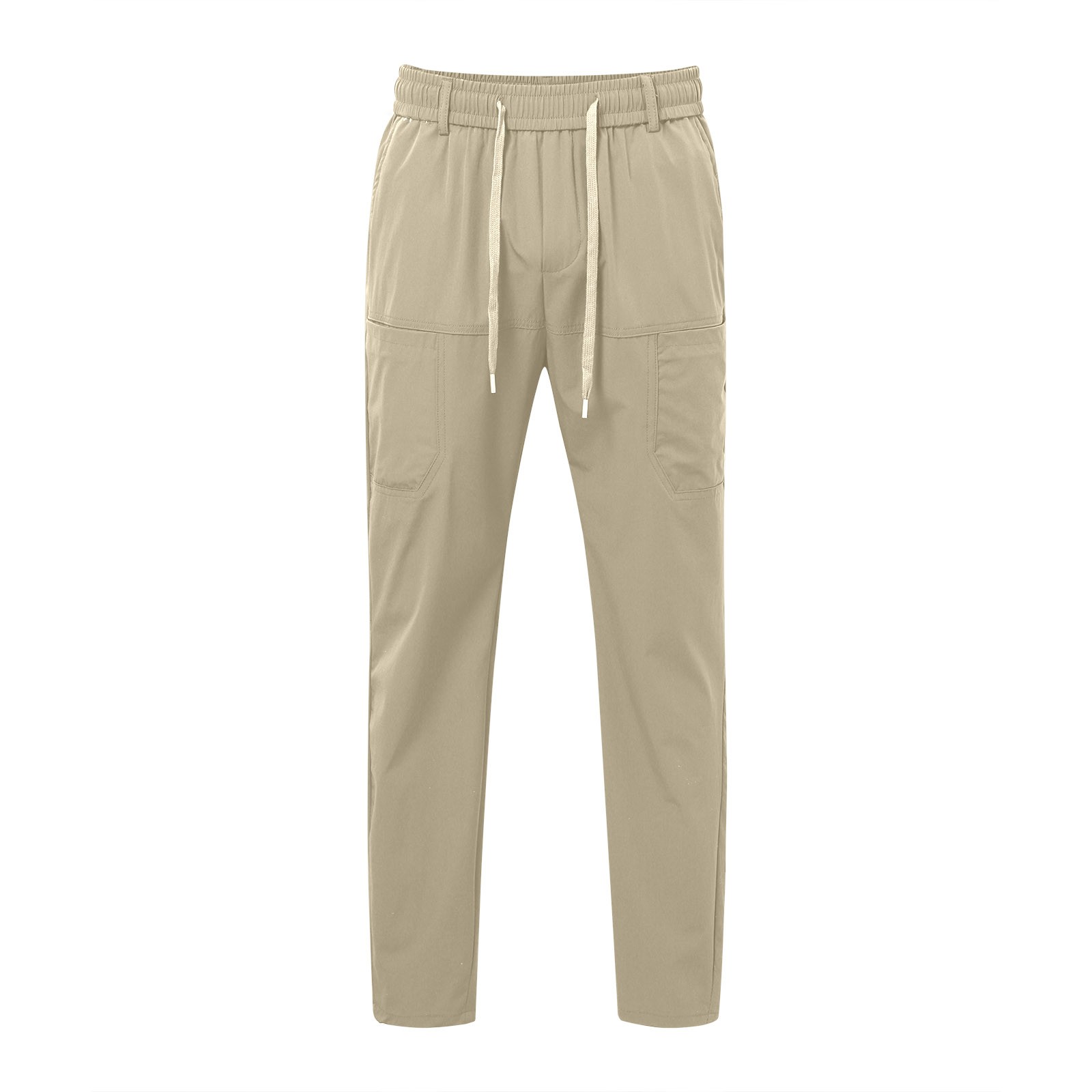 thumbnail image 4 of Pantalones elásticos con costuras de color liso para hombre, estilo europeo, pantalones deportivos de pierna recta, mezcla de nailon y spandex, corte holgado informal y moderno., 4 of 8